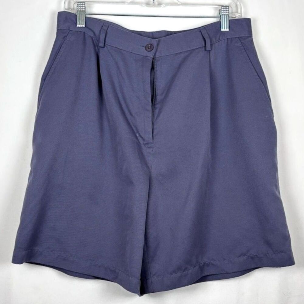 Nike Golf Shorts Women's 14 Steel Blue Embroidered Shield Logo Y2K Pleated